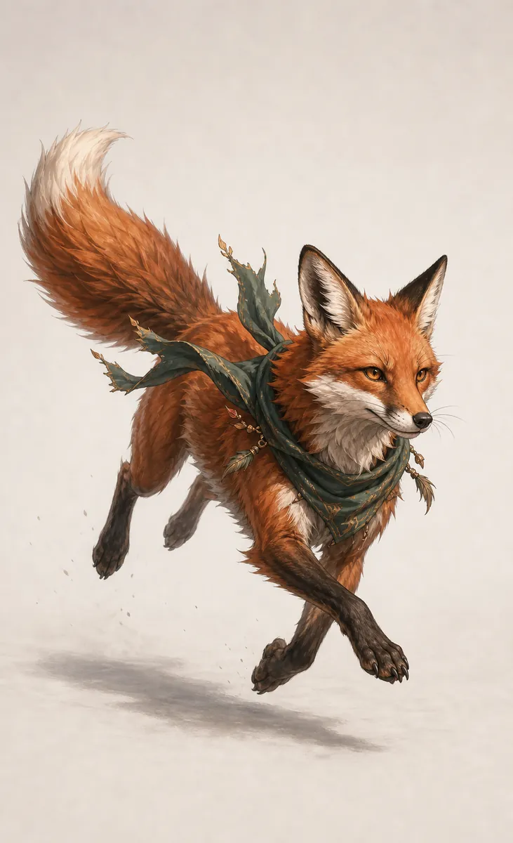 Running fox creature sample from AI Animal Generator