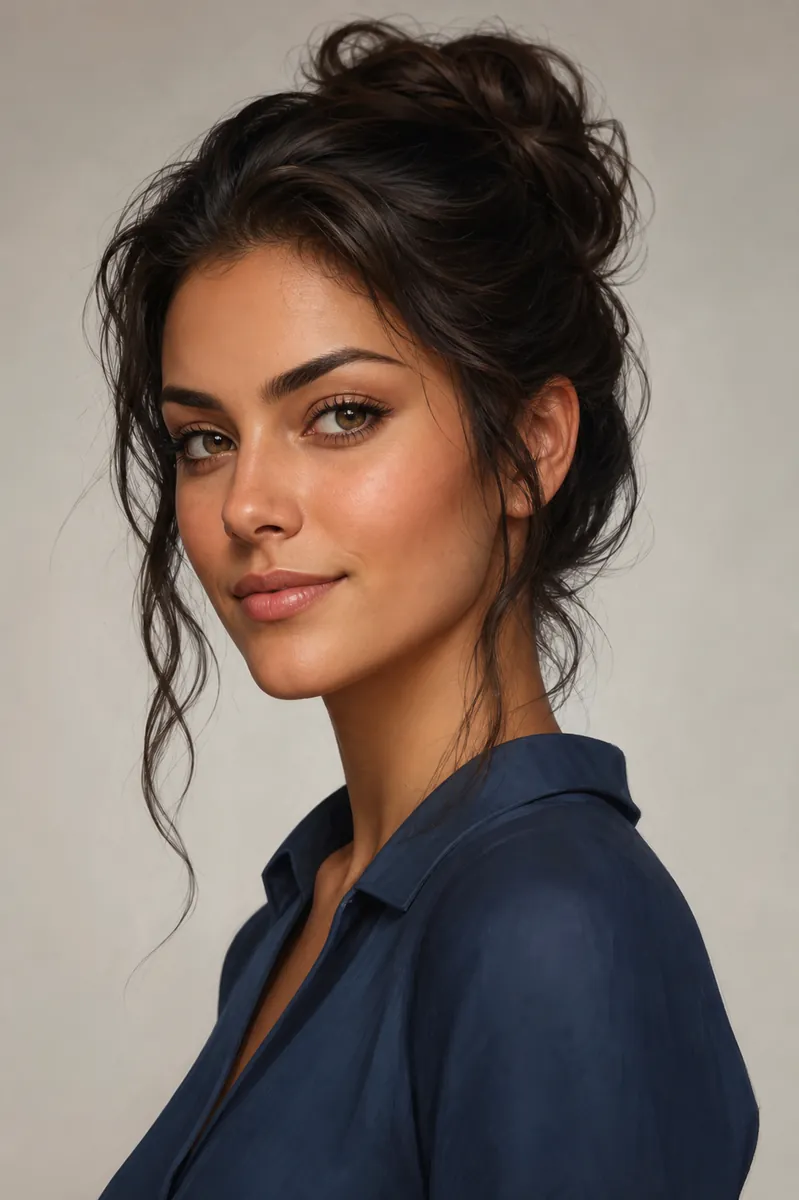 Confident character portrait sample from AI Face Generator