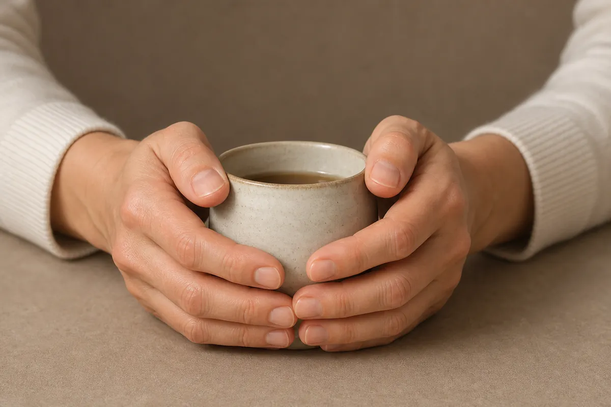 Two hands holding a cup sample from AI Hands Generator