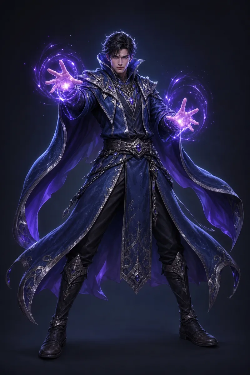Fantasy mage spell casting pose sample from AI Pose Maker