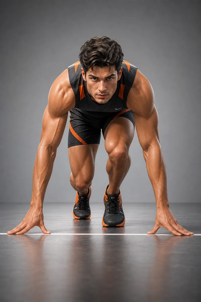 Runner sprint start pose sample from AI Pose Maker
