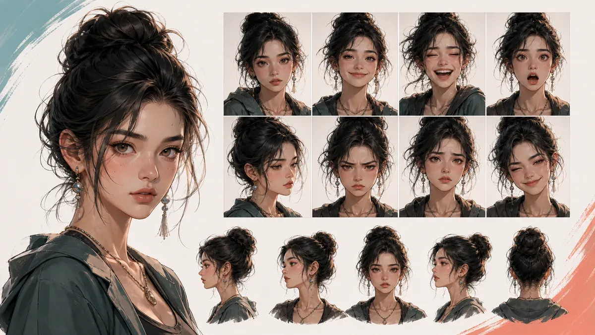 AI face generator creating character expression references