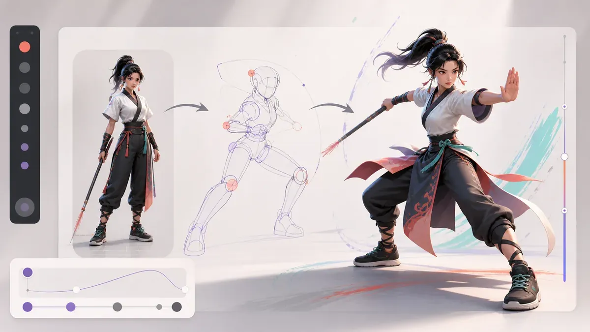AI pose editor reference image before pose transformation