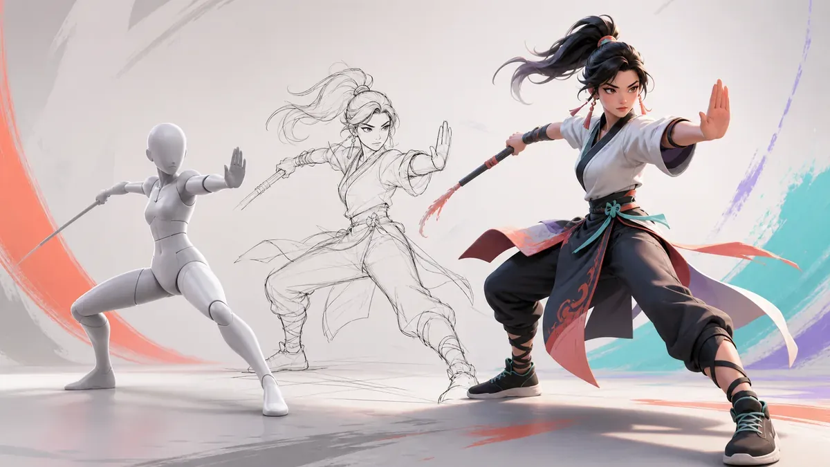 AI pose generator creating character pose references